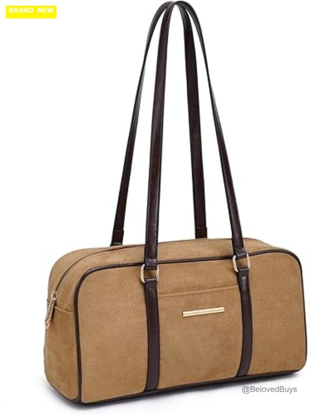Faux Suede Shoulder Bag Retro Hobo Boston Style Satchel